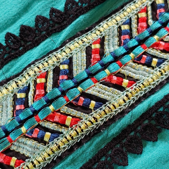 Childs M Teal Boho Indian Print tank top - Picture 3 of 5